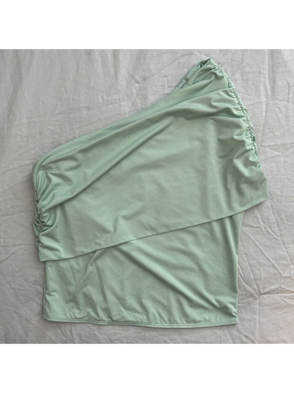 Peppermayo Womens One Shoulder Asymmetrical Draped Top Size M US 6 Mint Green